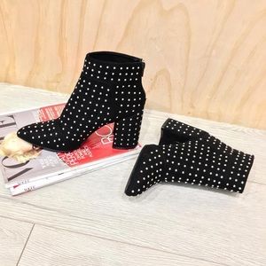 Black studded booties